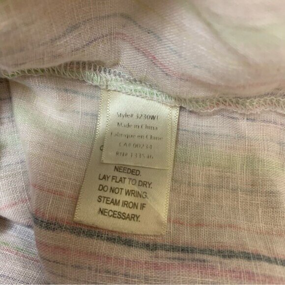 Ecru Womens Button Down Shirt Multicolor Striped Long Sleeve Casual Linen Small - Picture 5 of 6